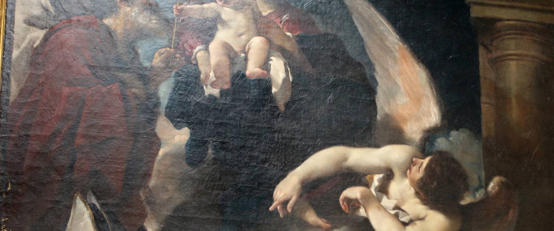 Guercino, san guglielmo riceve l'abito religioso da san felice vescovo, 1620, dai ss. gregorio e siro 02 foto di Sailko